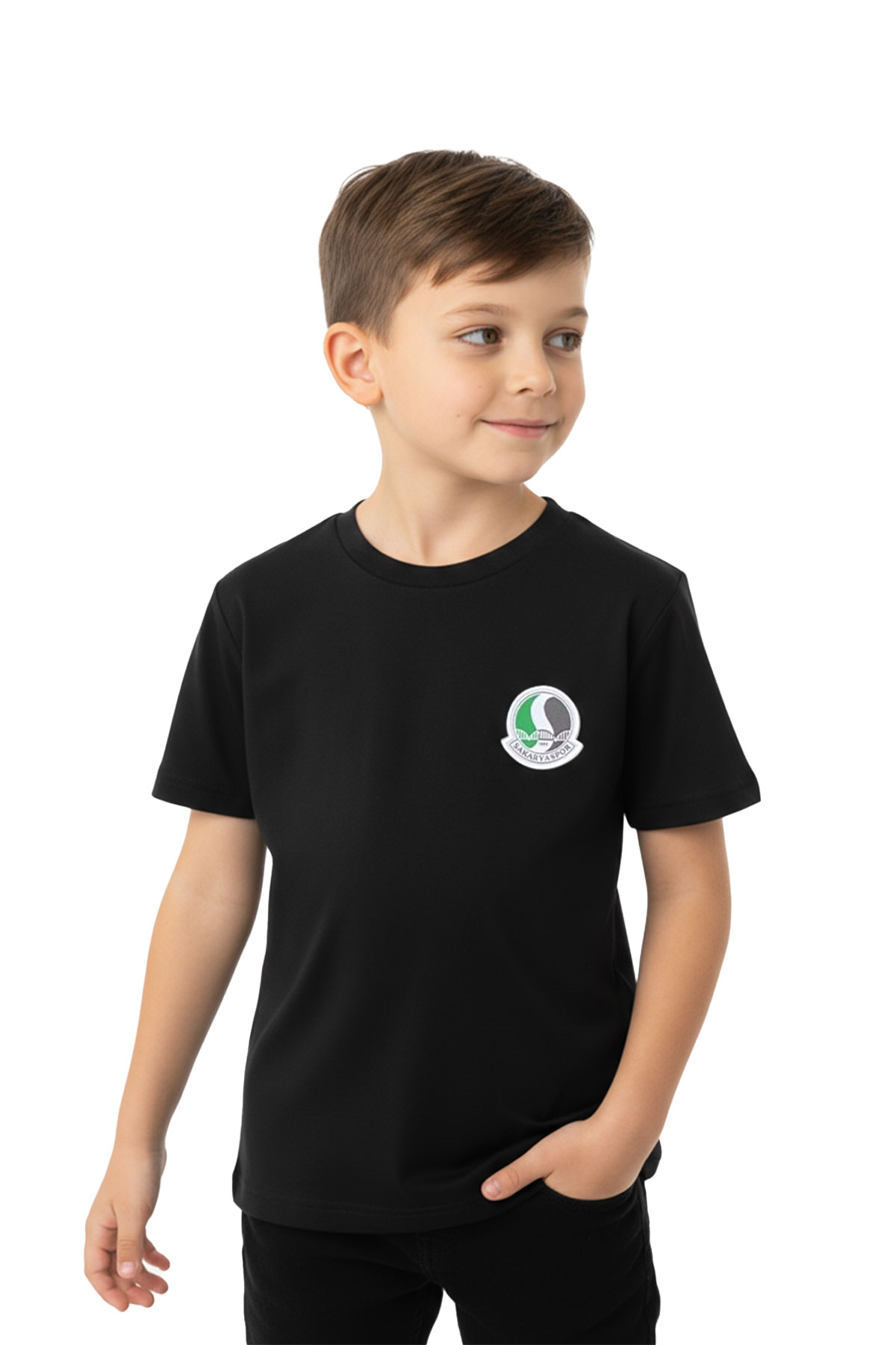 Sakaryaspor Erkek Çocuk Siyah Sıfır Yaka Tişört - Logo
