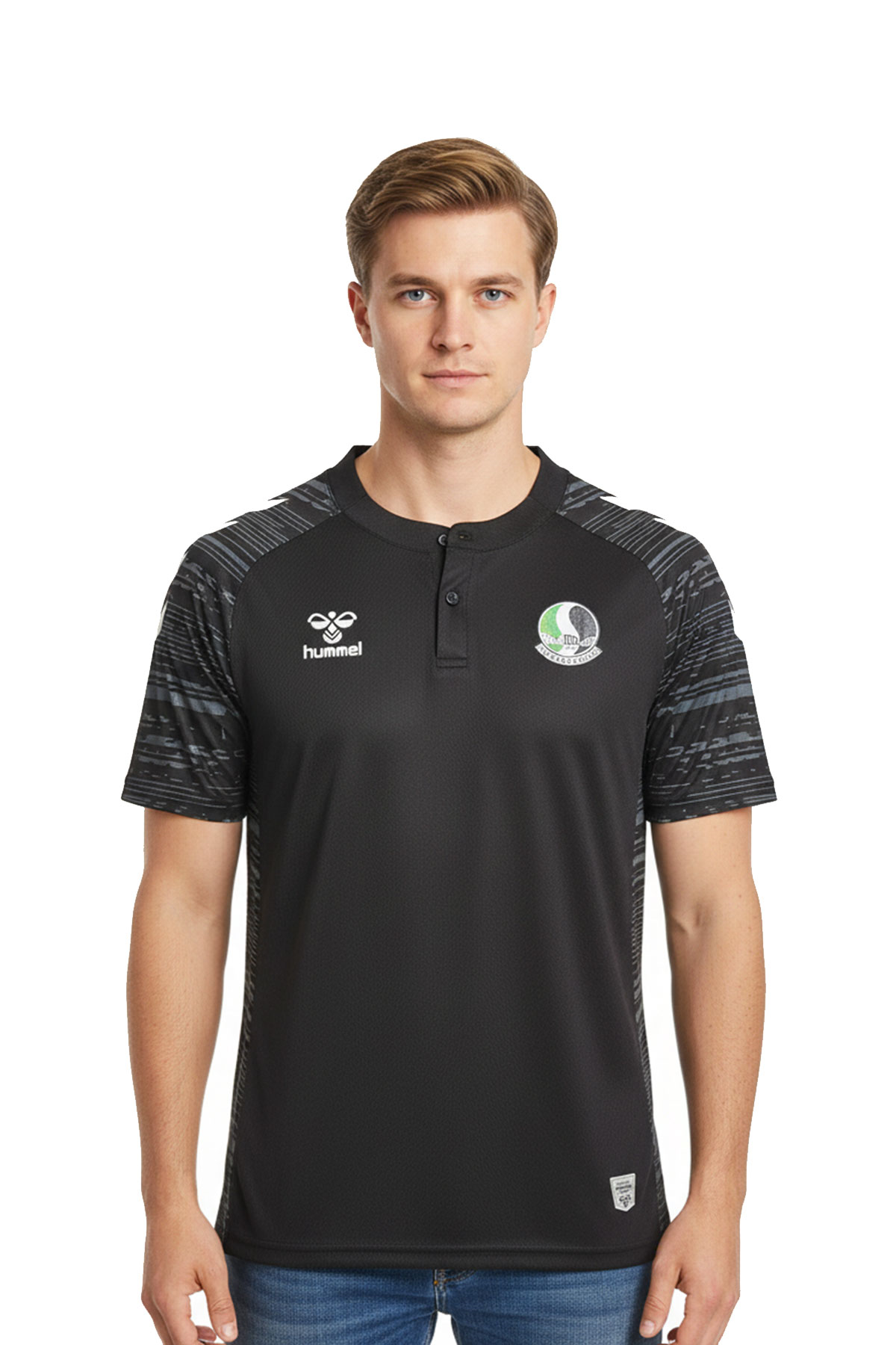 Sakaryaspor Erkek Siyah Düğmeli Antrenman T-Shirt