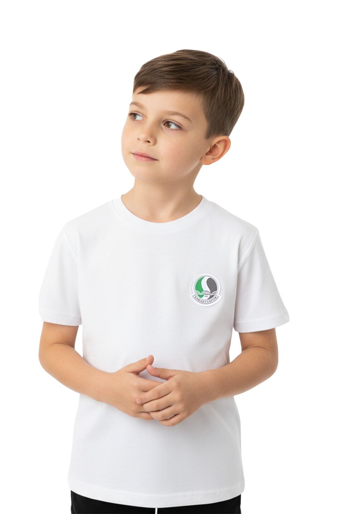 Sakaryaspor Erkek Çocuk Beyaz Sıfır Yaka Tişört - Logo
