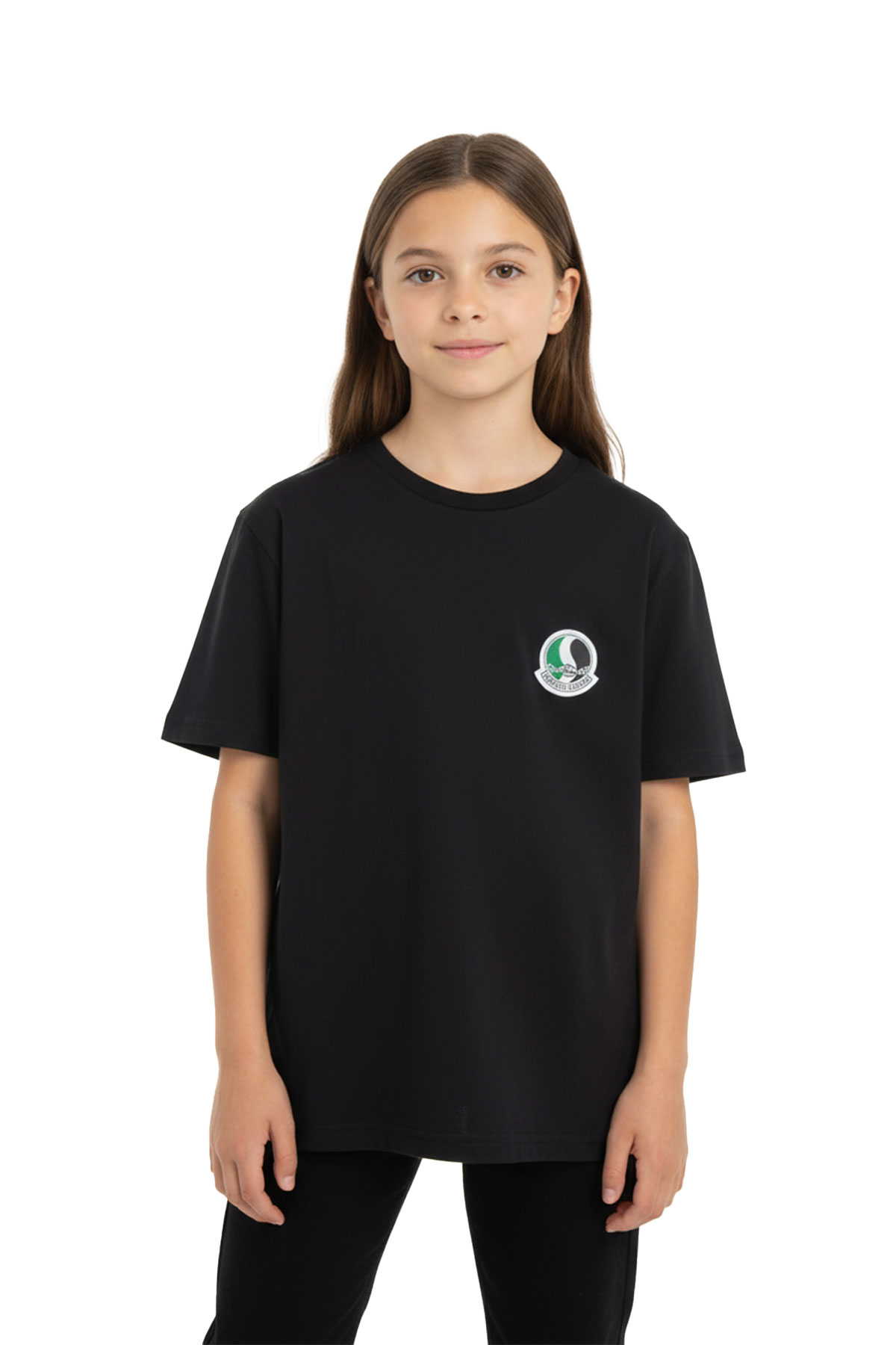 Sakaryaspor Kız Çocuk Siyah Sıfır Yaka Tişört - Logo