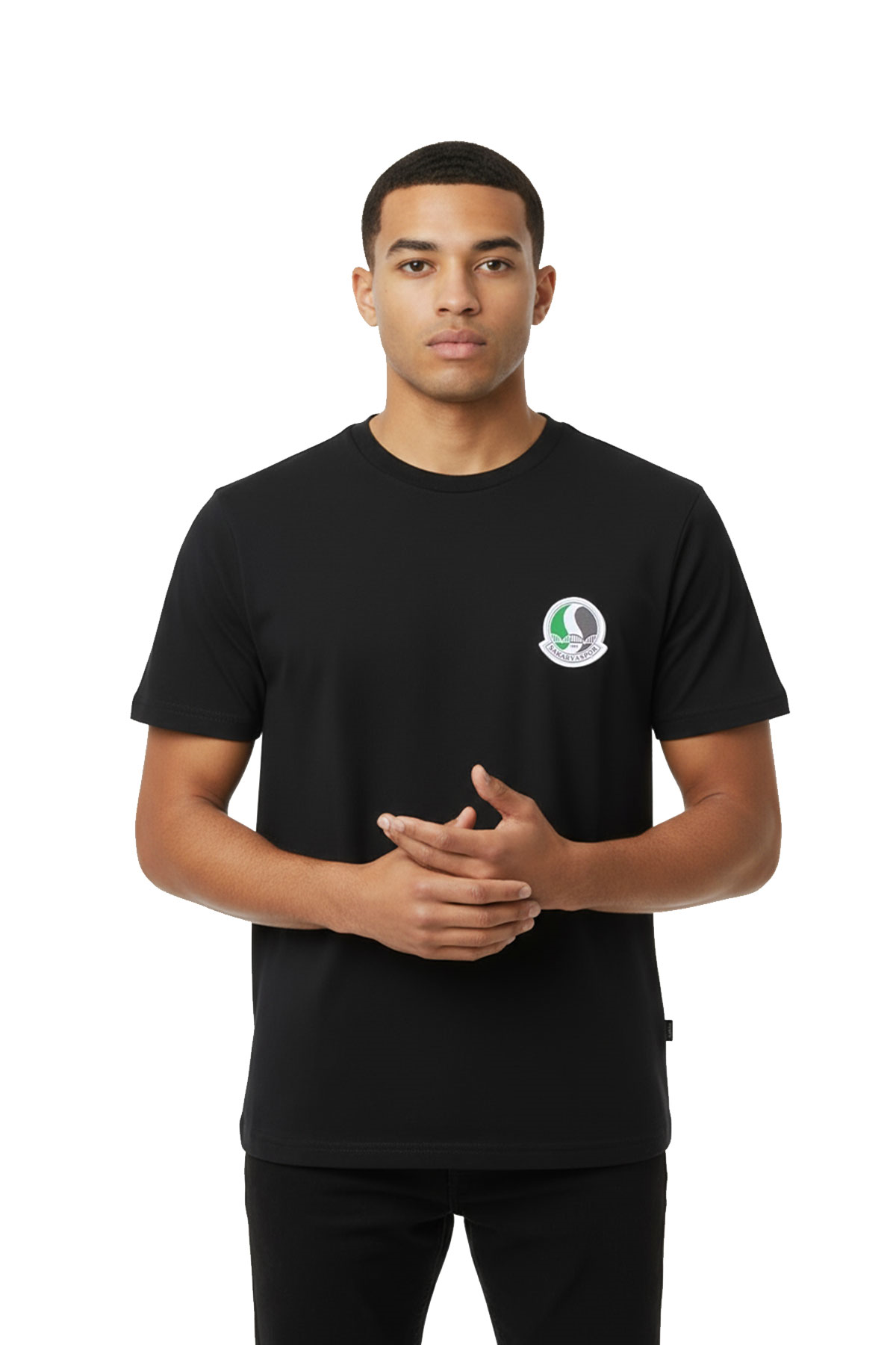Sakaryaspor Erkek Siyah Sıfır Yaka Tişört - Logo