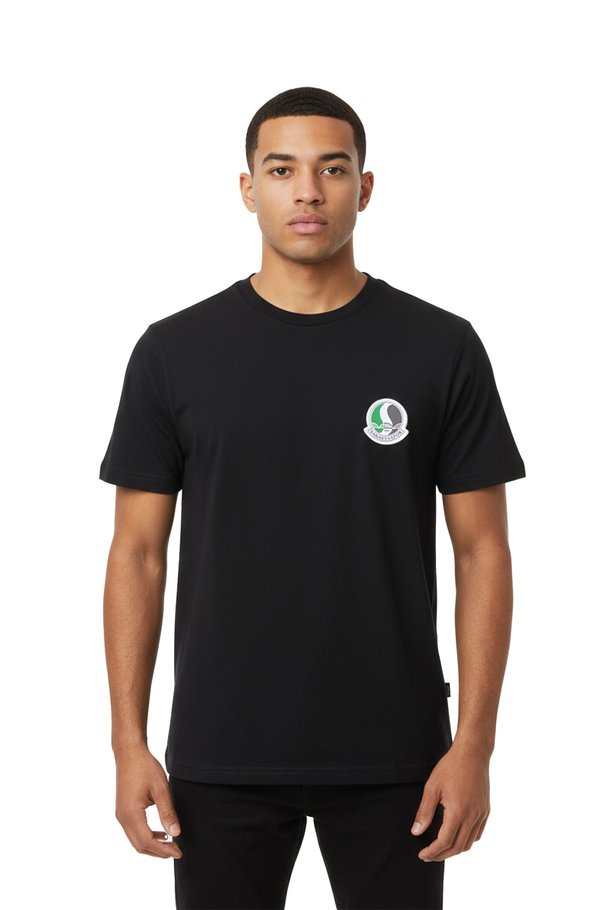 Sakaryaspor Erkek Siyah Sıfır Yaka Tişört - Logo